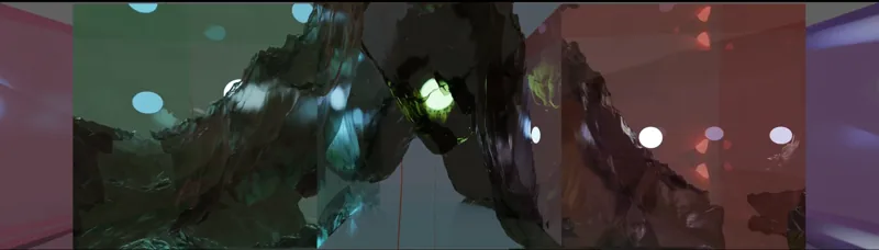 Images projected onto an installation